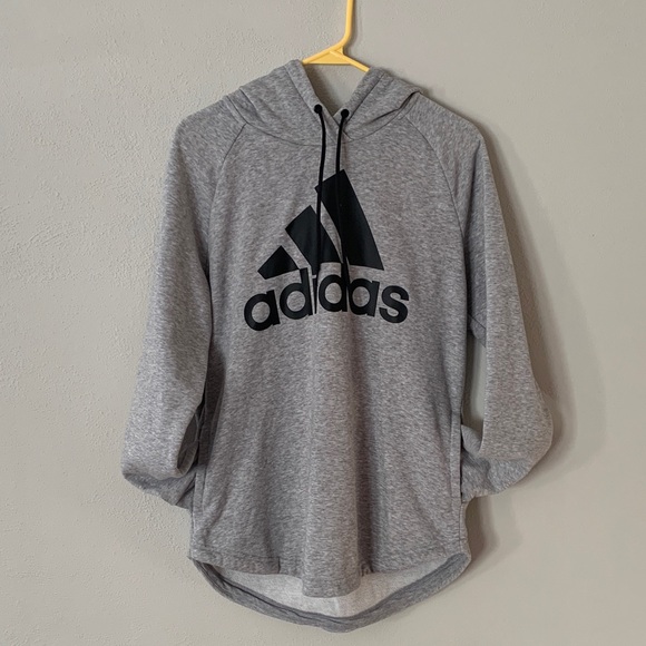 adidas Tops - Adidas Heather Gray Pullover with Black Emblem